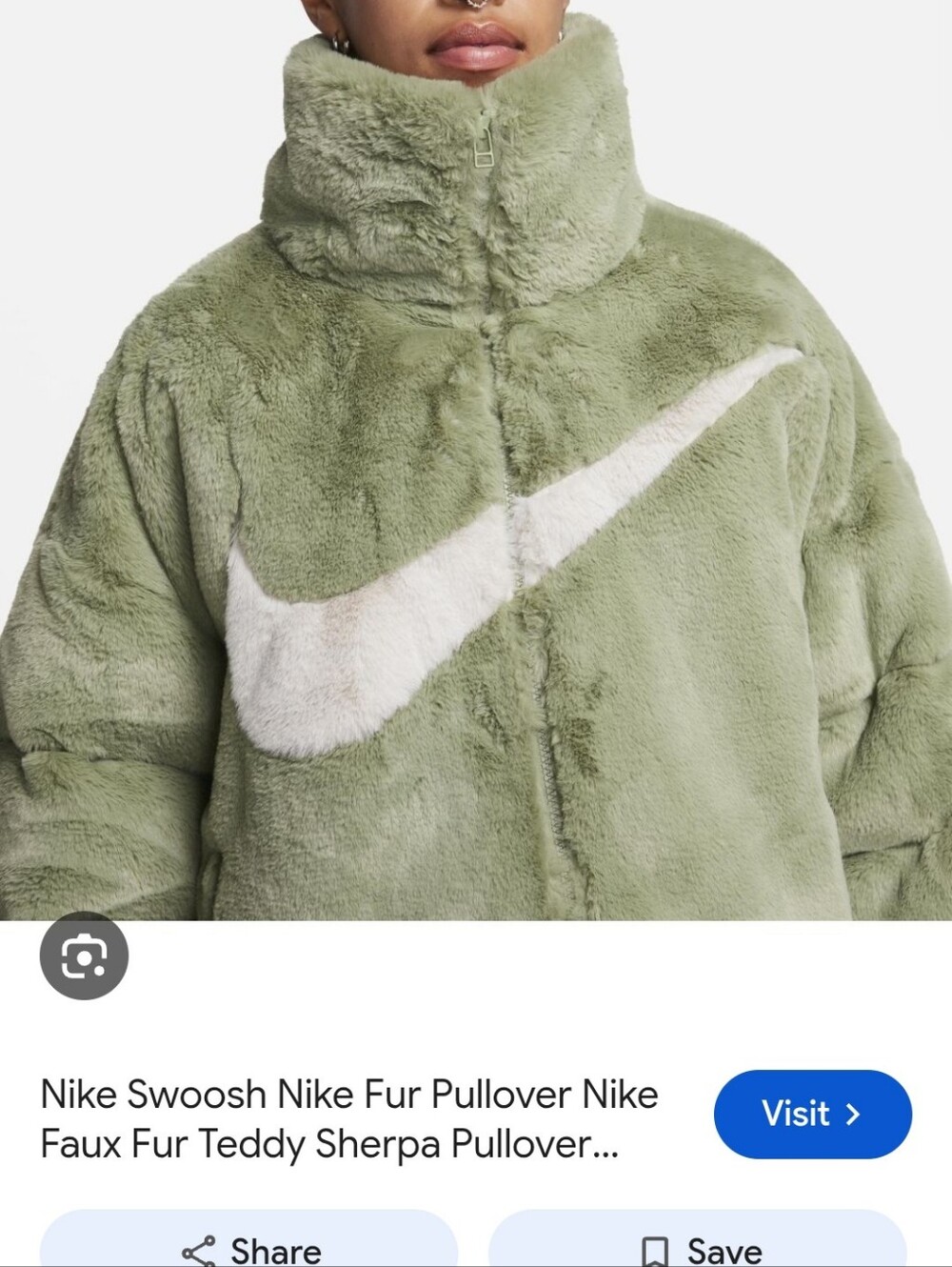 Nike Light Green Fleece Jacket with Black Lining